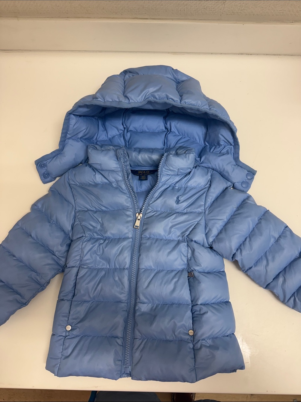 Polo by Ralph Lauren Baby Blue Hooded Puffer Jacket